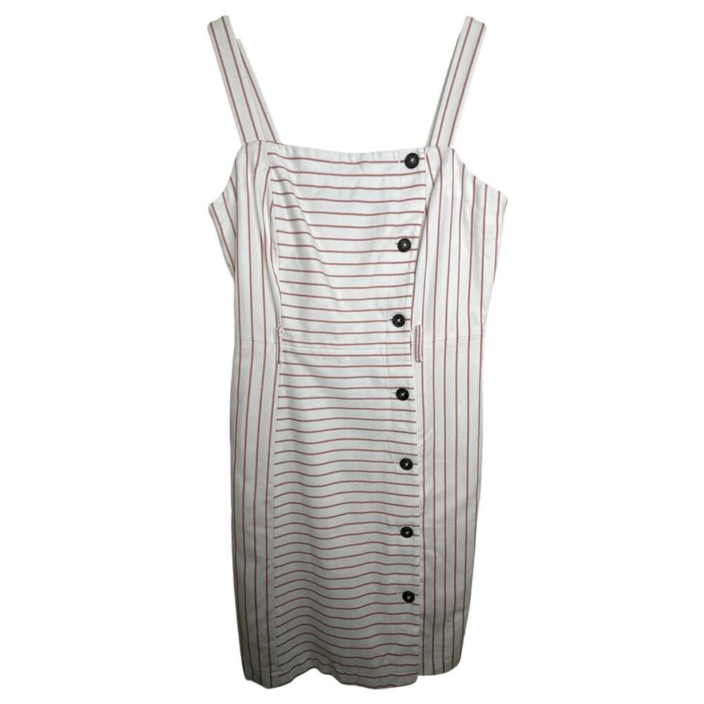 Tommy Hilfiger White Dress with Red Pinstripes Midi Sundress